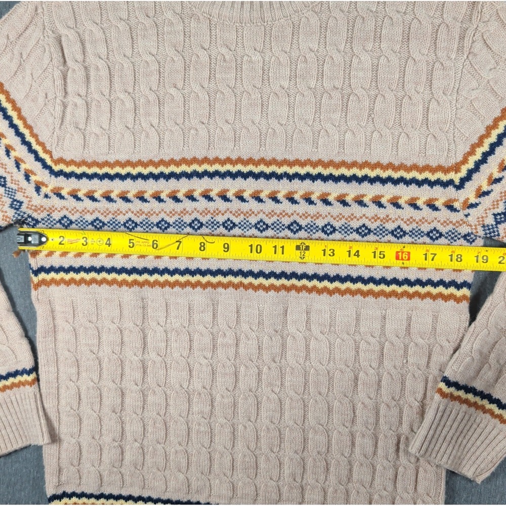 Vtg Fair Isle Knit LORD JEFF Sweater Mens M Beige Blue Wintuk Orlon USA Stripes - Picture 4 of 7